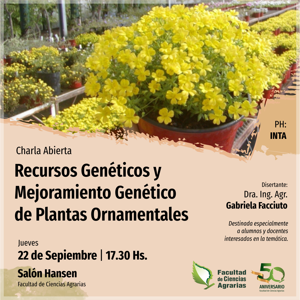 Brindarán charla sobre Recursos Genéticos y Mejoramiento Genético de Plantas Ornamentales