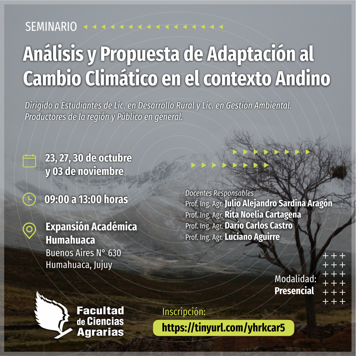 En Humahuaca brindarán seminario sobre Cambio Climático en el contexto Andino