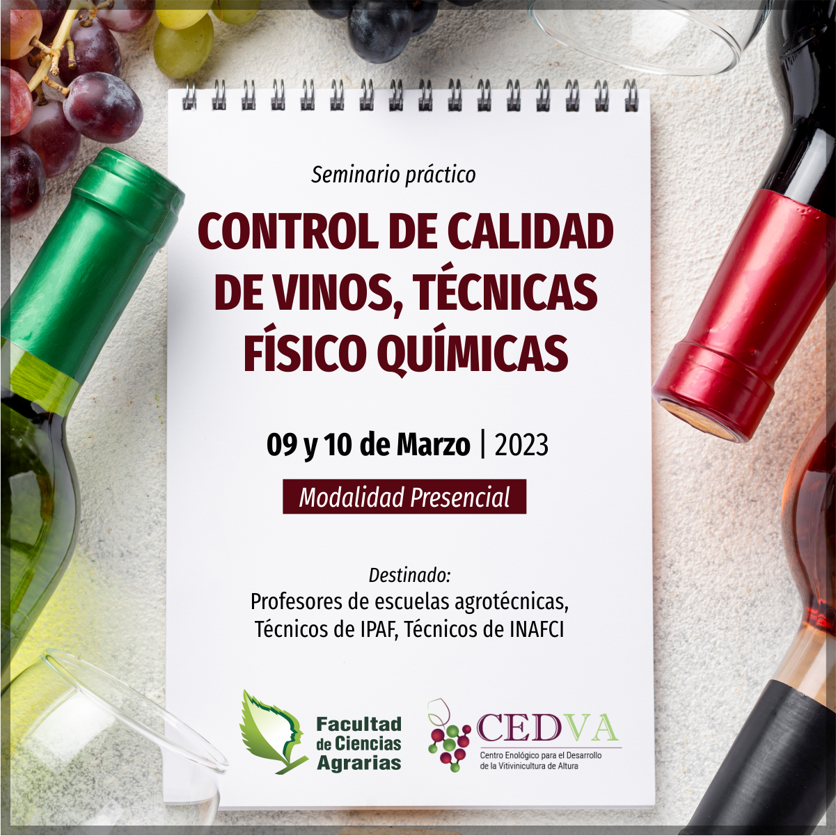 Realizarán seminario sobre control de calidad de vinos y técnicas físico químicas